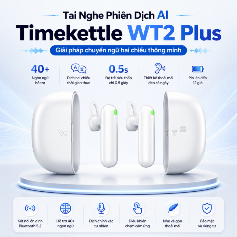 Tai Nghe Phiên Dịch Timekettle WT2 Plus – Giải Pháp Chuyển Ngữ Hai Chiều Thông Minh