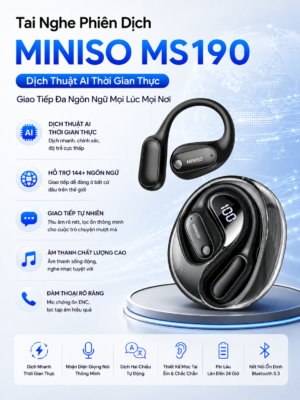 Tai Nghe Phiên Dịch MINISO MS190 - Dịch Thuật AI Thời Gian Thực, Giao Tiếp Đa Ngôn Ngữ Mọi Lúc Mọi Nơi