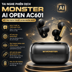 Tai Nghe Phiên Dịch Monster AI Open AC601 – Hỗ Trợ Dịch Thuật AI Đa Ngôn Ngữ, Thiết Kế Open-Ear Thoải Mái
