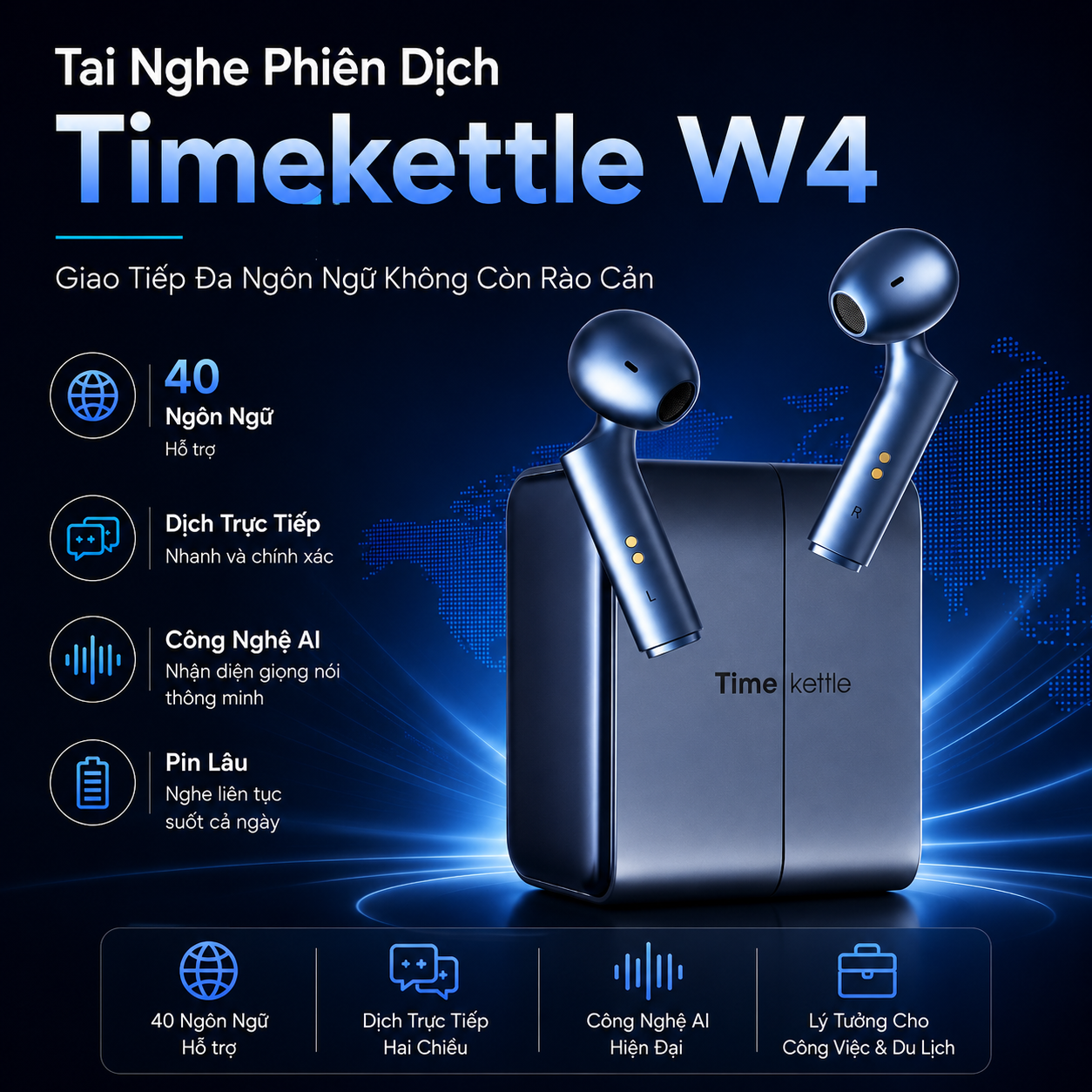 Tai Nghe Phiên Dịch AI Timekettle W4 – Giao Tiếp Đa Ngôn Ngữ Không Còn Rào Cản
