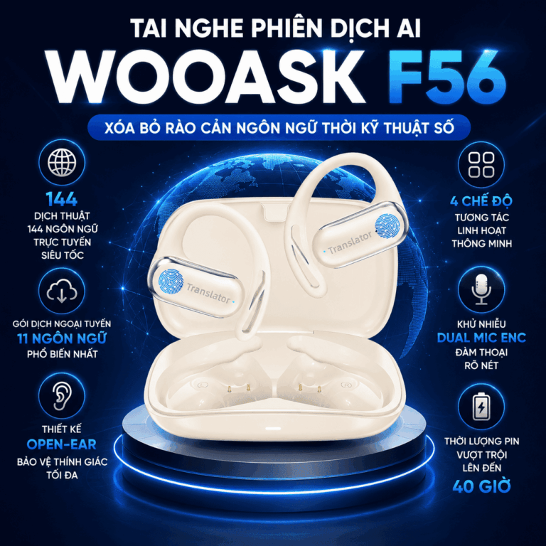 Tai Nghe Phiên Dịch AI Wooask F56 Open Ear – Xóa Bỏ Rào Cản Ngôn Ngữ Thời Kỹ Thuật Số
